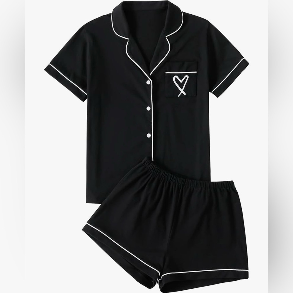LYANER PJ Set | Black short sleeve pj set